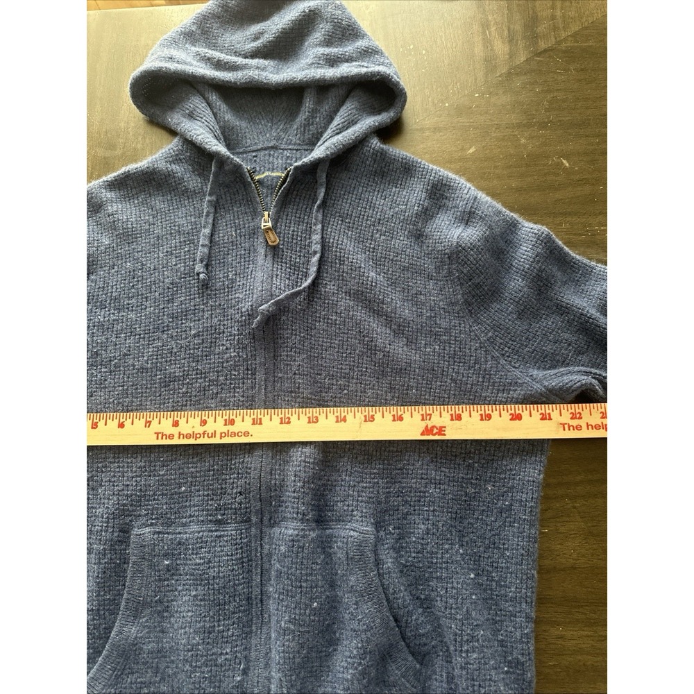 Polo Ralph Lauren 100% Cashmere Full Zip Hoodie Knit Sweater Blue Men's Size M - Picture 6 of 7